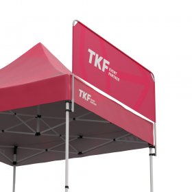 Tištěný banner s možností instalace nad límec střechy stanu